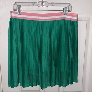 J. Crew Factory L Mesh Pleated Green w/Pink and White Waist Active Skort NWT